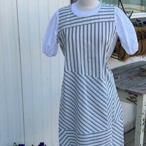 Blue Striped Cotton sundress or (jumper dress)